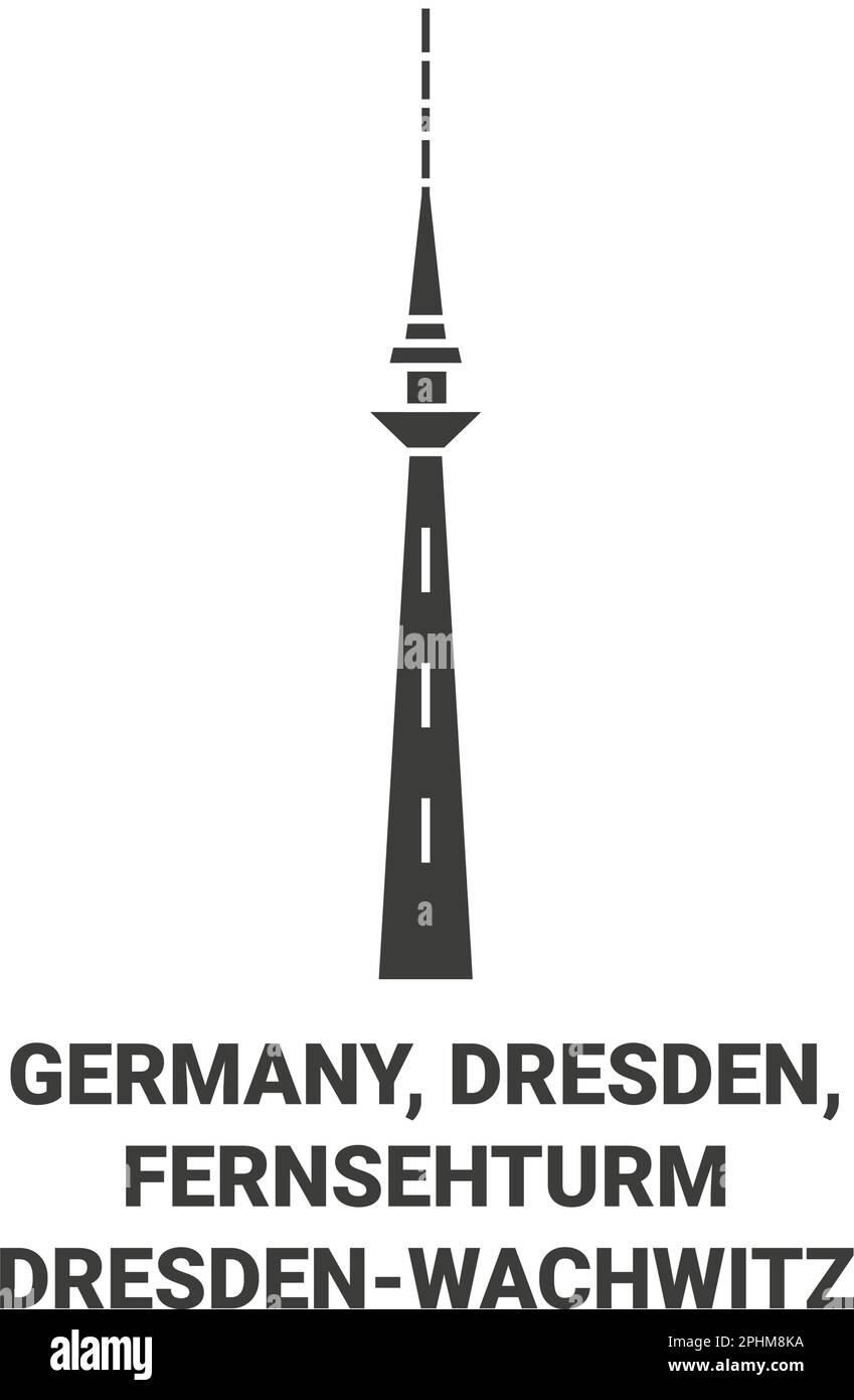 Germania, Dresda, Fernsehturm Dresdenwachwitz viaggio punto di riferimento vettore illustrazione Illustrazione Vettoriale
