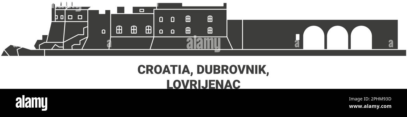 Croazia, Dubrovnik, Lovrijenac viaggio punto di riferimento vettore illustrazione Illustrazione Vettoriale