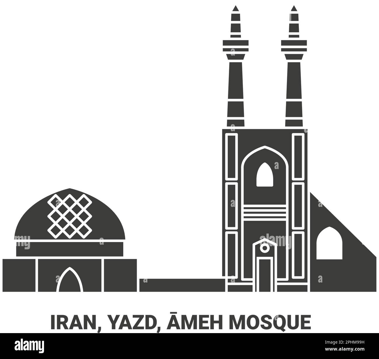 Iran, Yazd, moschea Ameh viaggio punto di riferimento figura vettoriale Illustrazione Vettoriale