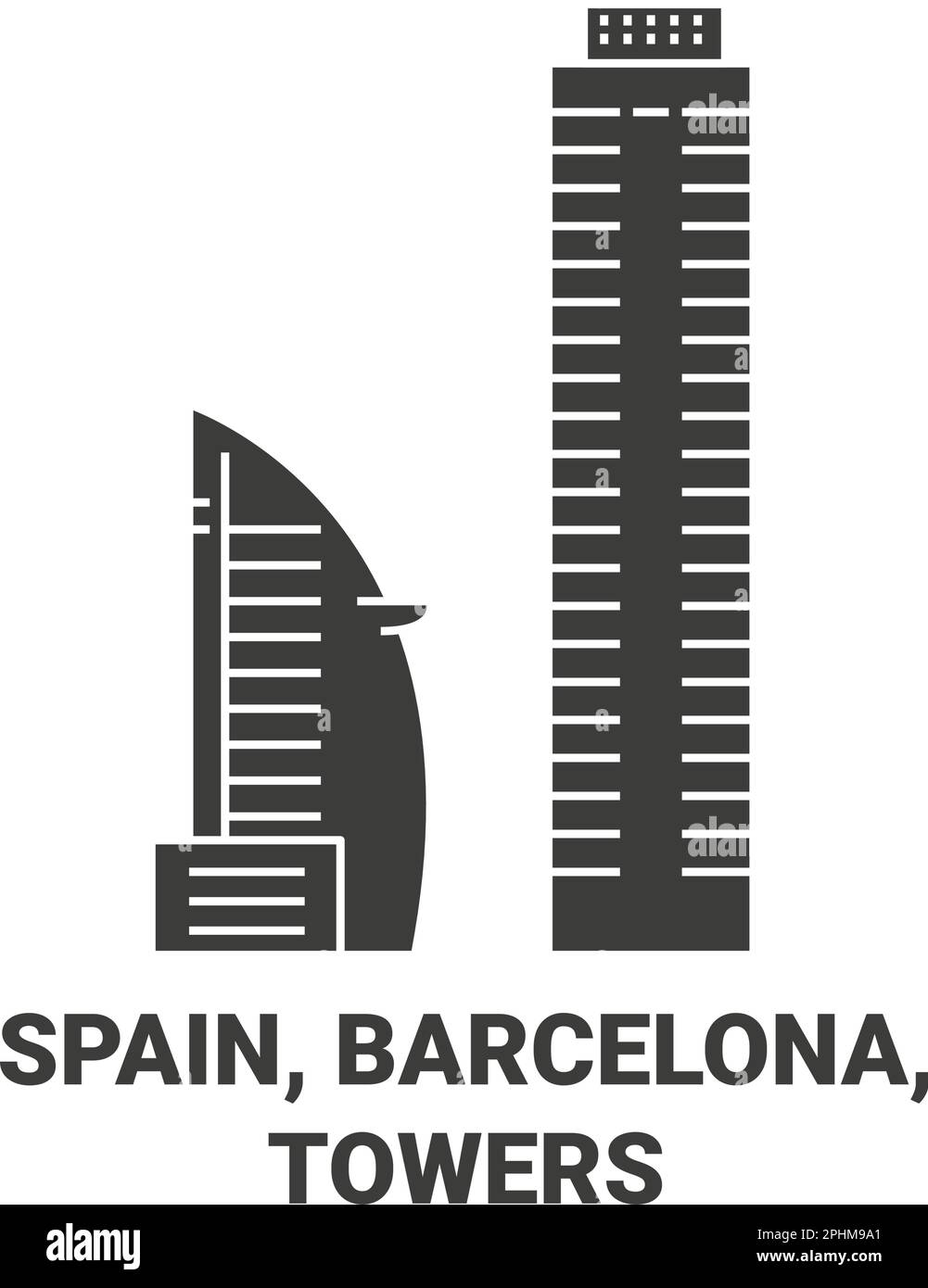 Spagna, Barcellona, viaggio torre punto di riferimento vettoriale illustrazione Illustrazione Vettoriale