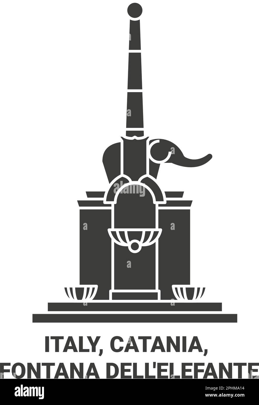 Italia, Catania, Fontana dell'elefante viaggio punto di riferimento vettoriale illustrazione Illustrazione Vettoriale