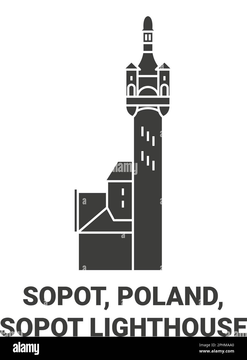 Polonia, Sopot, faro di Sopot viaggio punto di riferimento vettoriale illustrazione Illustrazione Vettoriale