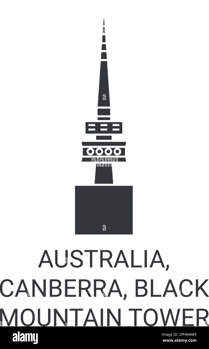 Australia, Canberra, Black Mountain Tower viaggio punto di riferimento vettoriale illustrazione Illustrazione Vettoriale