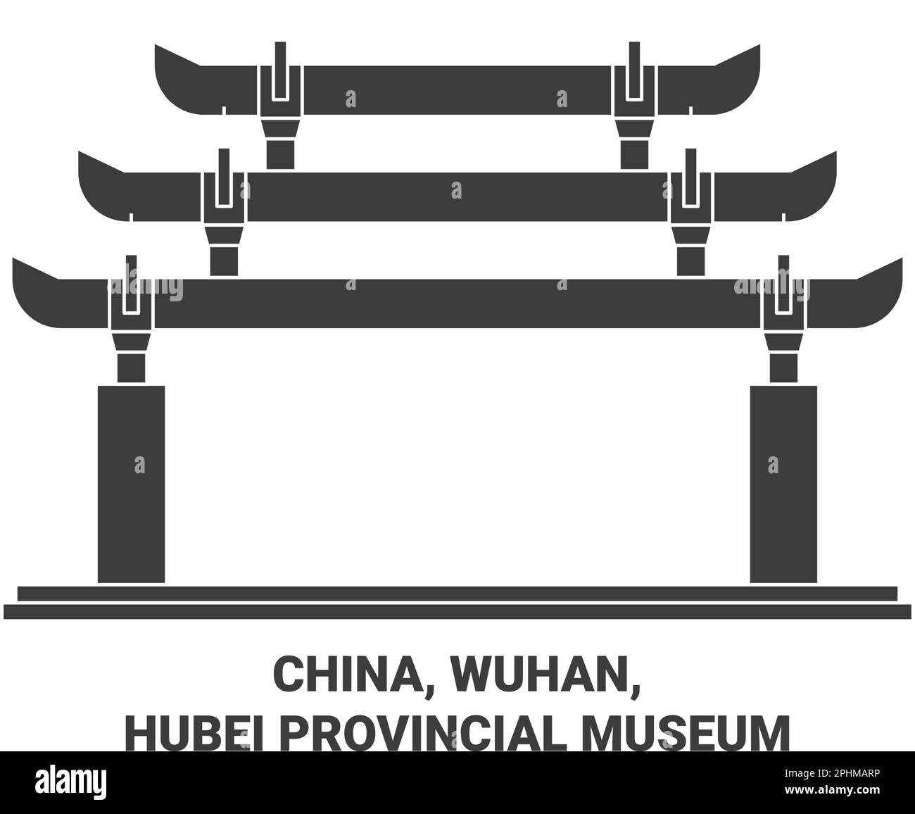 Cina, Wuhan, Hubei Provincial Museum viaggio punto di riferimento vettoriale illustrazione Illustrazione Vettoriale