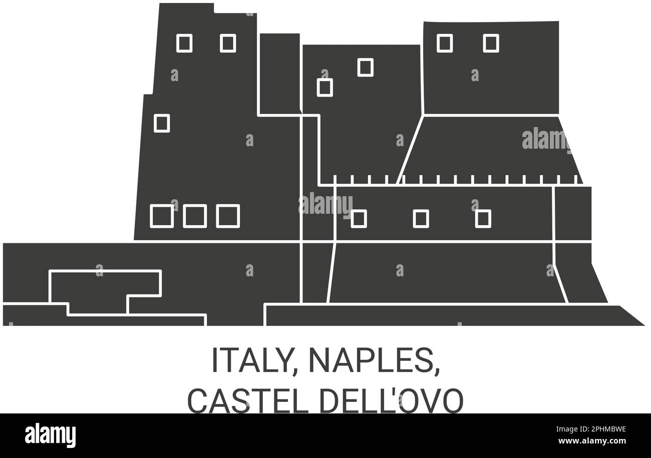 Italia, Napoli, Castel dell'ovo viaggio punto di riferimento vettoriale illustrazione Illustrazione Vettoriale