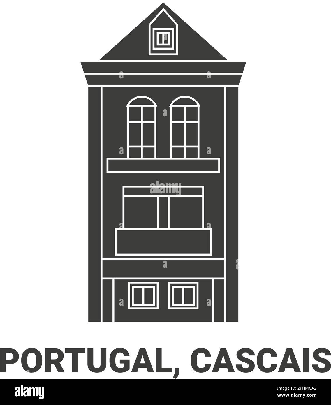 Portogallo, Cascais, disegno vettoriale di riferimento di viaggio Illustrazione Vettoriale