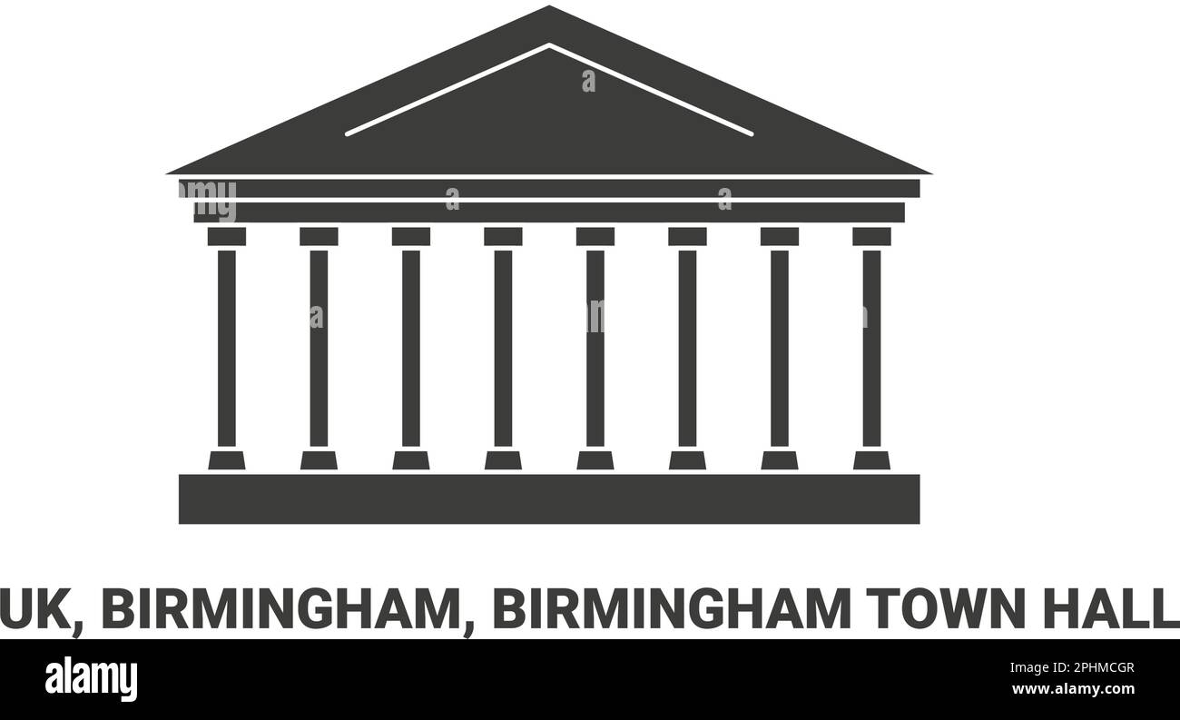 Inghilterra, Birmingham, Municipio di Birmingham, illustrazione vettoriale di riferimento di viaggio Illustrazione Vettoriale