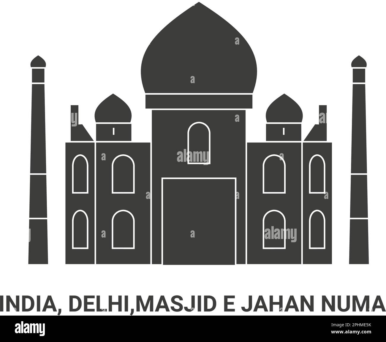 India, Delhi, Masjid e Jahan Numa, illustrazione del vettore di riferimento di viaggio Illustrazione Vettoriale