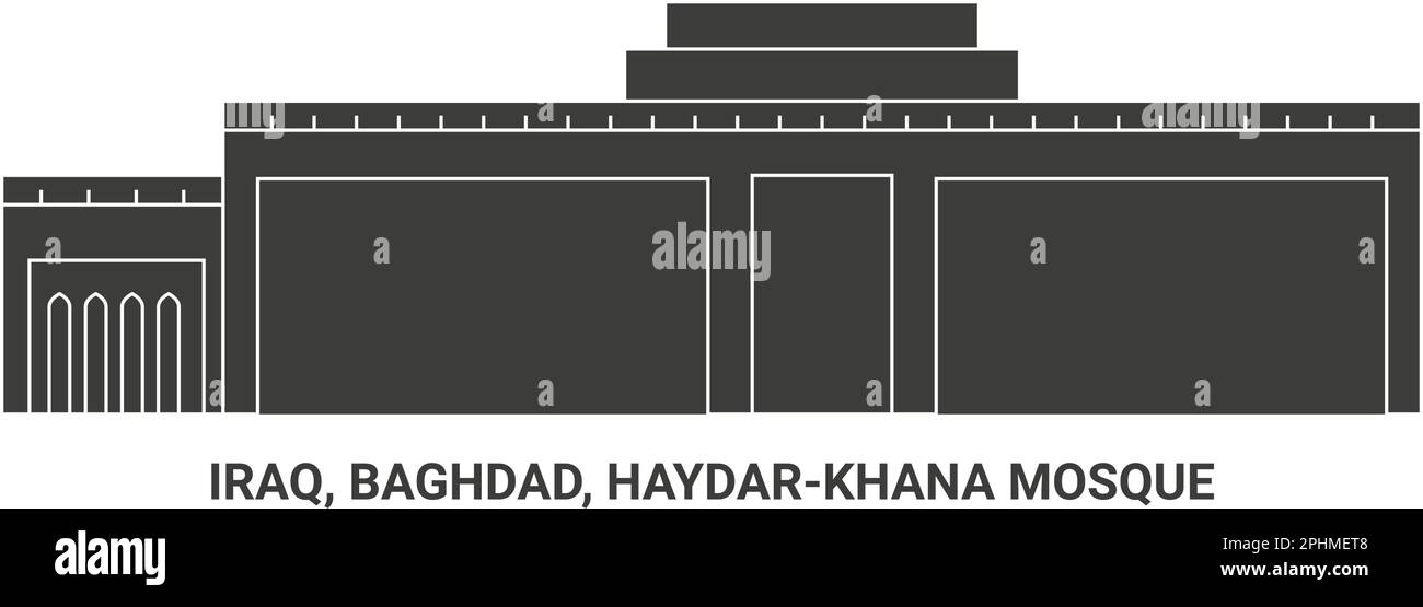 Iraq, Baghdad, Moschea di Haydarkhana, viaggio punto di riferimento vettore illustrazione Illustrazione Vettoriale