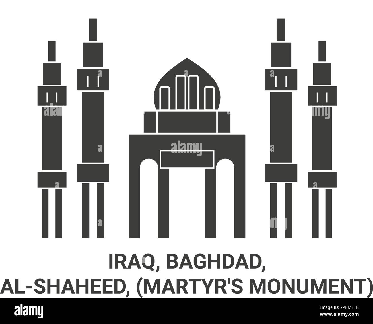 Iraq, Baghdad, Alshaheed, Martyr Monument, viaggio punto di riferimento vettore illustrazione Illustrazione Vettoriale