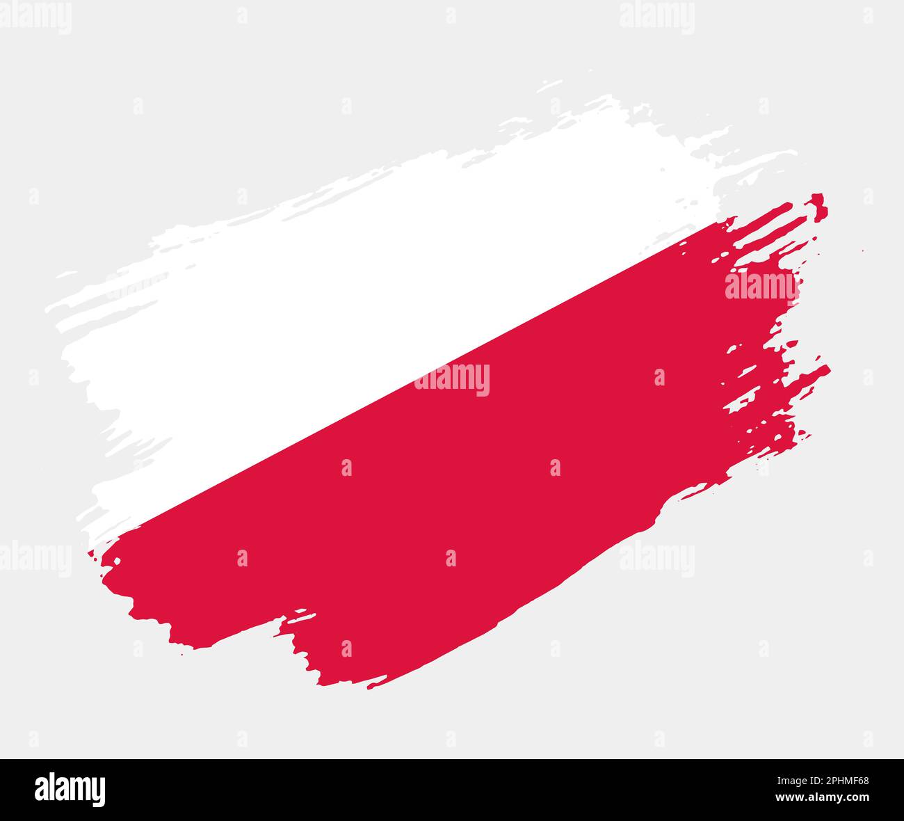 Bandiera artistica del pennello grunge della Polonia isolato su sfondo bianco. Elegante texture della bandiera nazionale Illustrazione Vettoriale