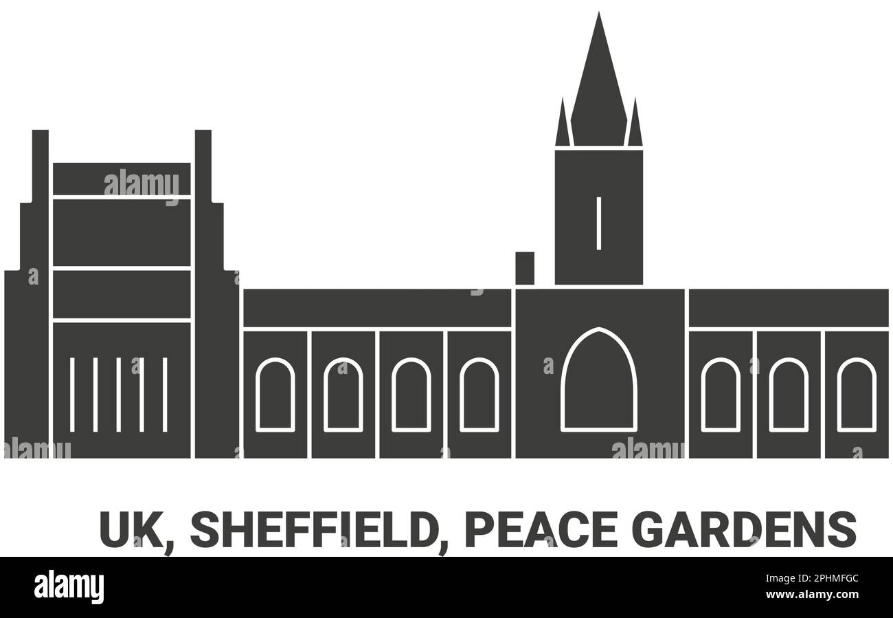 Inghilterra, Sheffield, Peace Gardens, viaggio punto di riferimento vettoriale illustrazione Illustrazione Vettoriale