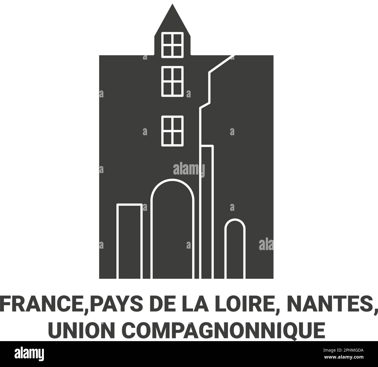 Francia, Nantes, Union Compagnonnique viaggio punto di riferimento vettore illustrazione Illustrazione Vettoriale