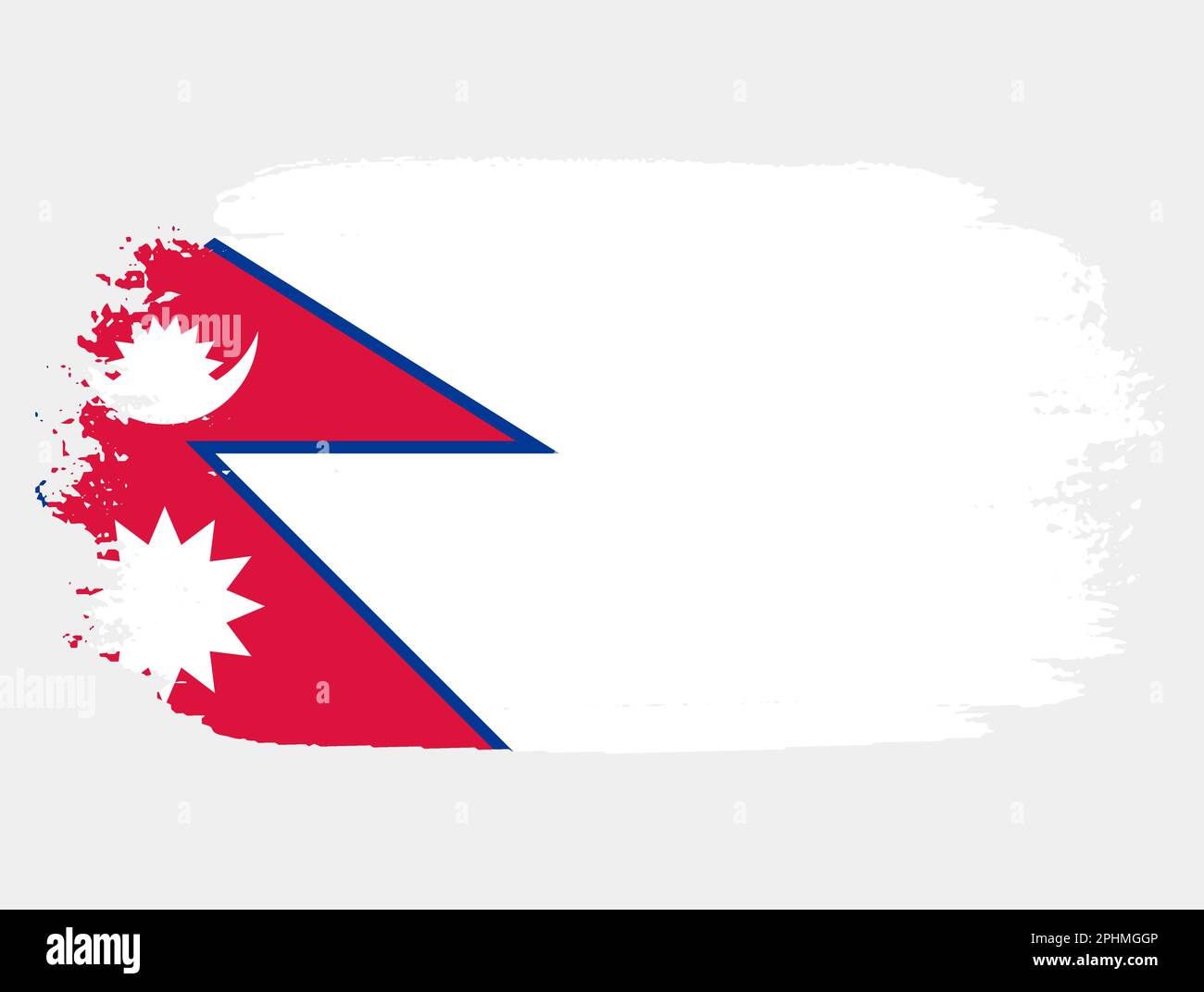 Bandiera artistica del pennello grunge del Nepal isolato su sfondo bianco. Elegante texture della bandiera nazionale Illustrazione Vettoriale