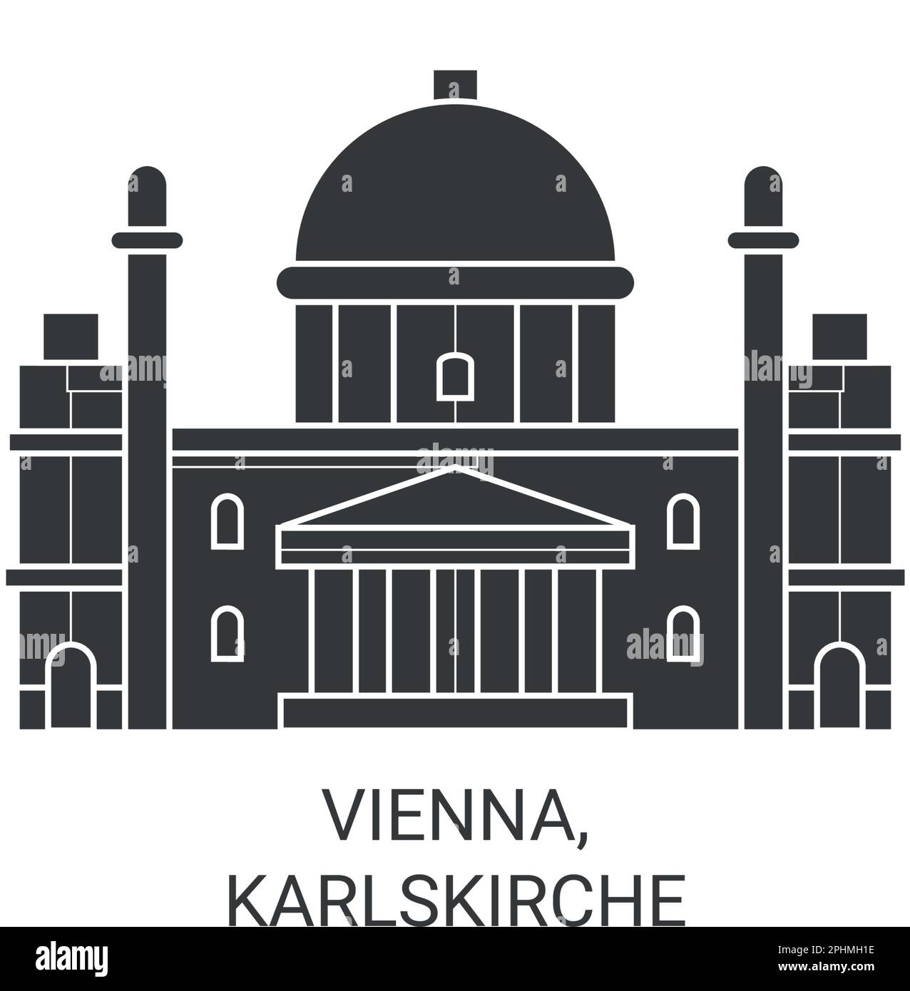 Austria, Vienna, Karlskirche viaggio punto di riferimento vettore illustrazione Illustrazione Vettoriale