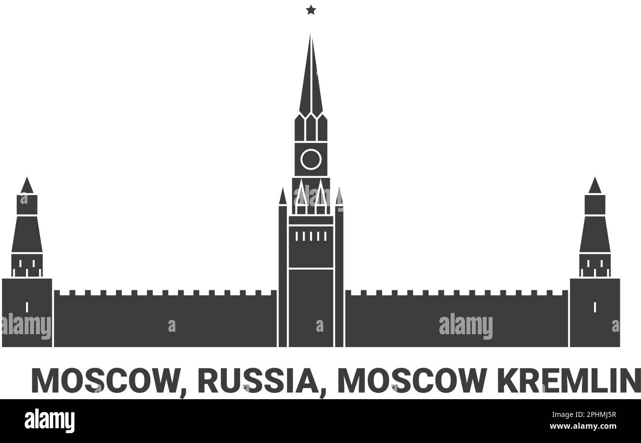 Russia, Mosca, Cremlino di Mosca, illustrazione vettoriale di riferimento del viaggio Illustrazione Vettoriale