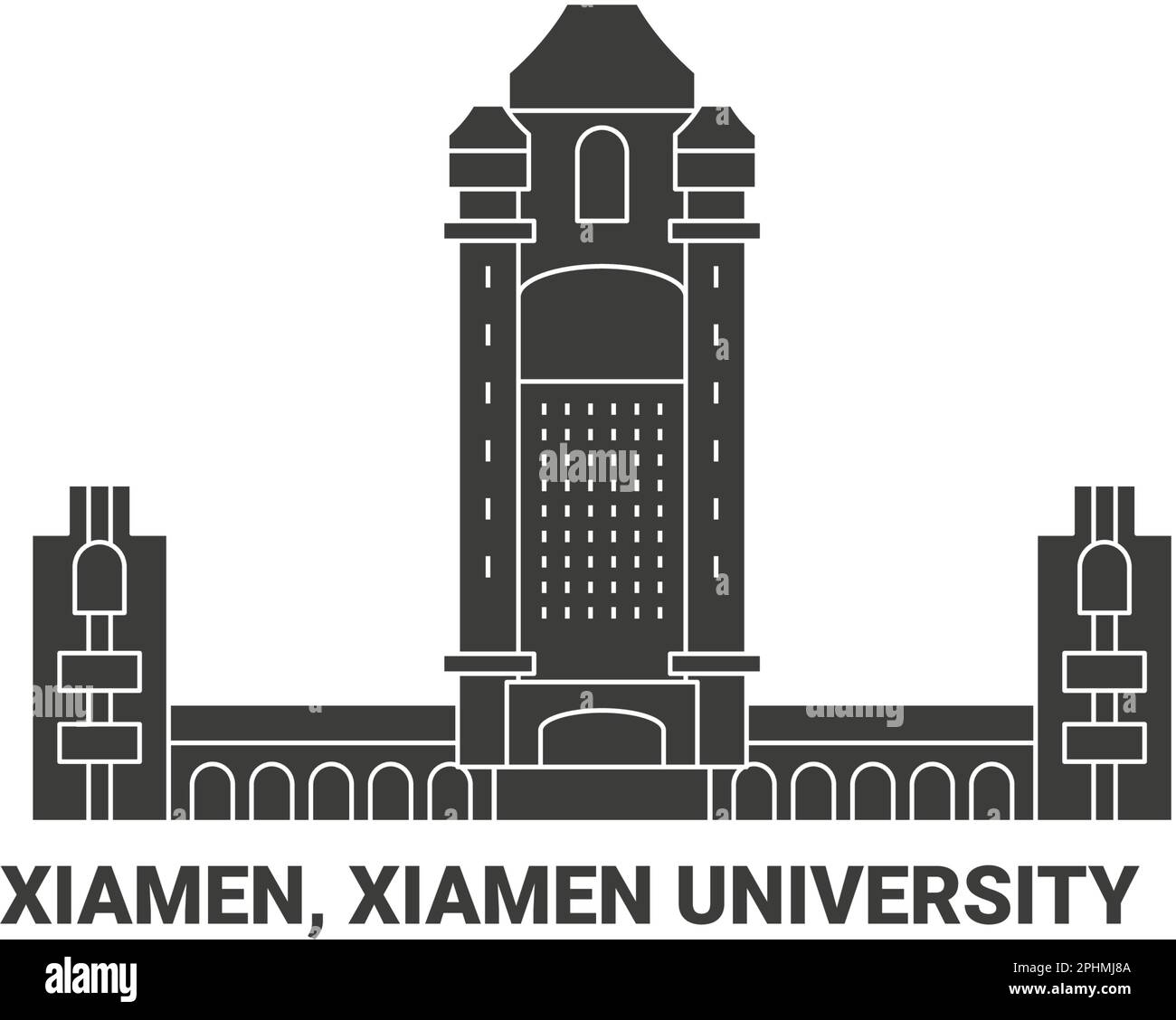 Cina, Xiamen, Università di Xiamen, viaggio punto di riferimento vettore illustrazione Illustrazione Vettoriale