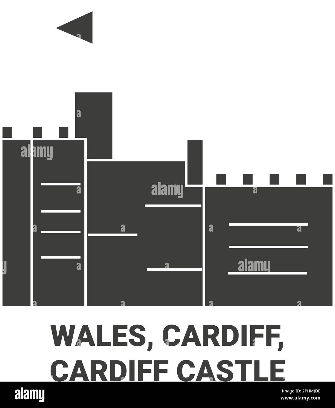 Wales, Cardiff, Cardiff Castello viaggio punto di riferimento vettore illustrazione Illustrazione Vettoriale