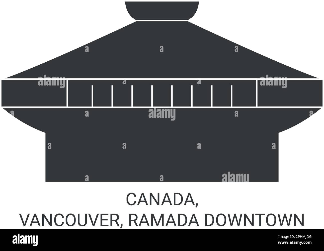 Canada, Vancouver, Ramada Downtown viaggio punto di riferimento vettoriale illustrazione Illustrazione Vettoriale