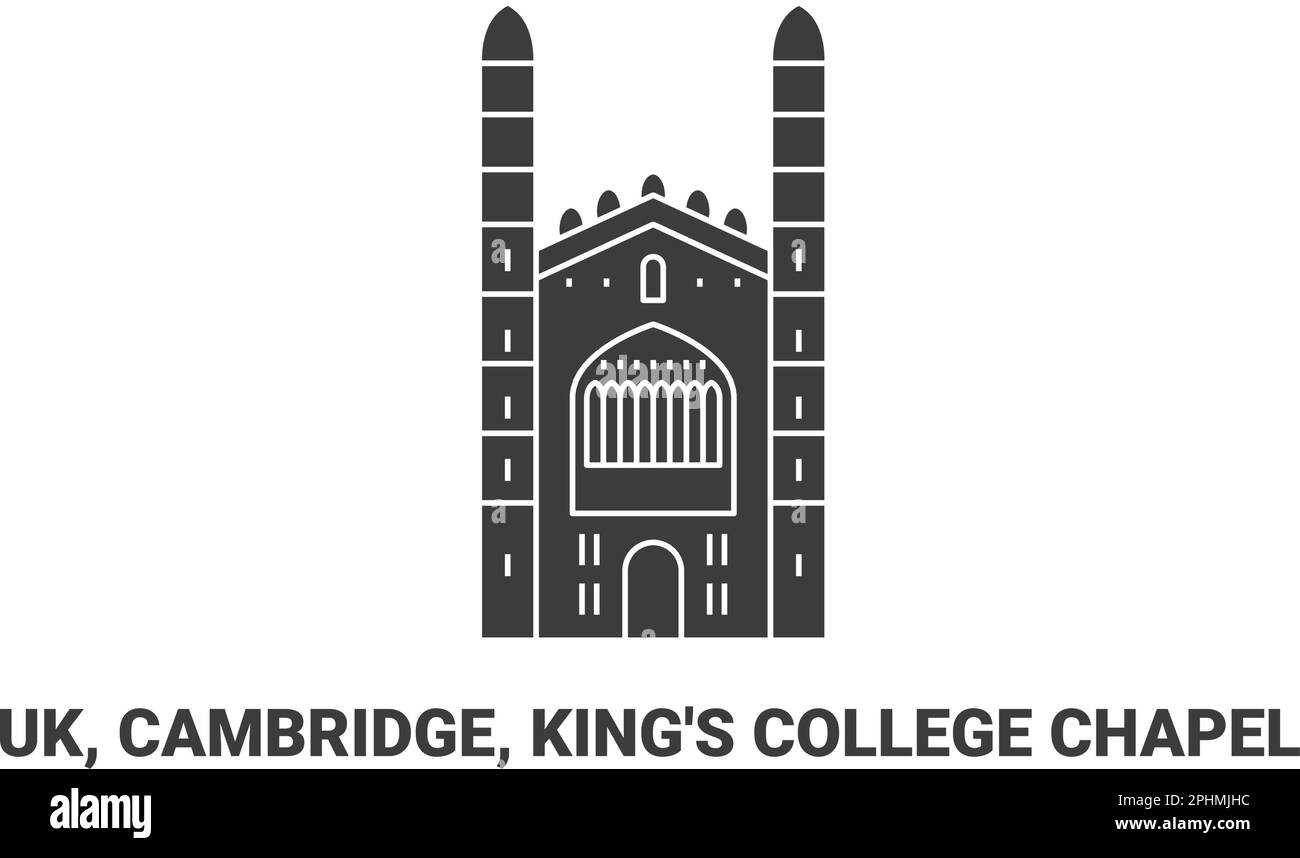 Inghilterra, Cambridge, King's College Chapel, illustrazione vettoriale di riferimento del viaggio Illustrazione Vettoriale