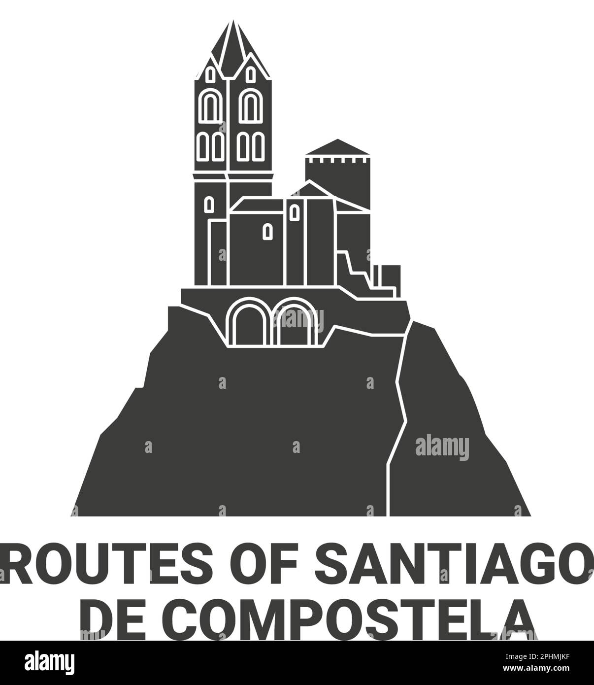 Cile, De Compostela viaggio punto di riferimento vettoriale illustrazione Illustrazione Vettoriale