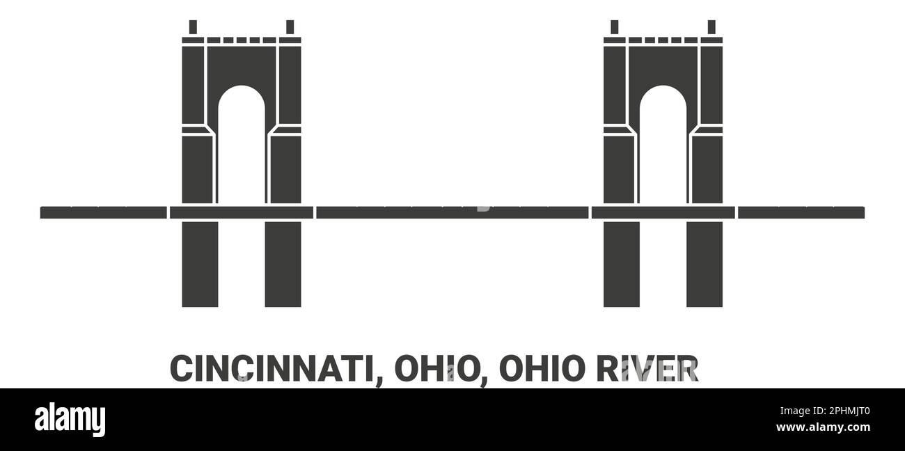 Stati Uniti, Cincinnati, Ohio, Ohio River, viaggio punto di riferimento vettore illustrazione Illustrazione Vettoriale