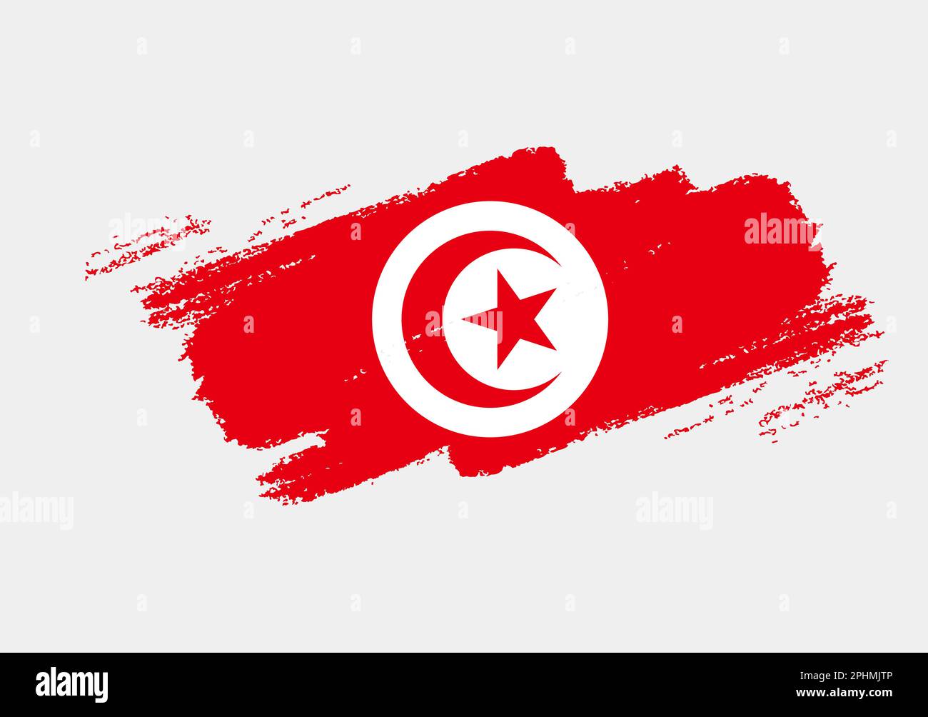 Bandiera artistica del pennello grunge della Tunisia isolato su sfondo bianco. Elegante texture della bandiera nazionale Illustrazione Vettoriale