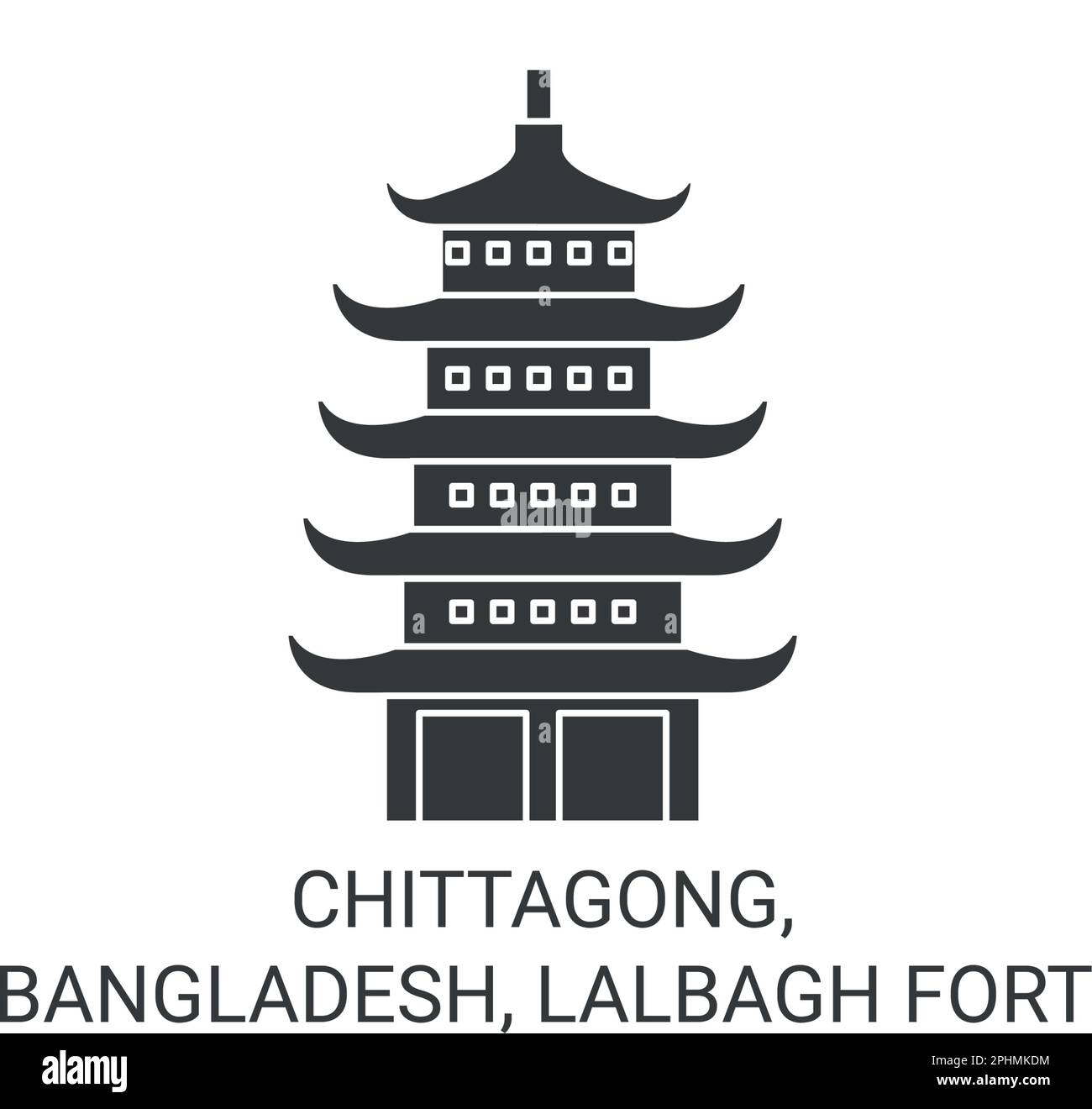 Bangladesh, Chittagong, Lalbagh Fort viaggio punto di riferimento vettore illustrazione Illustrazione Vettoriale