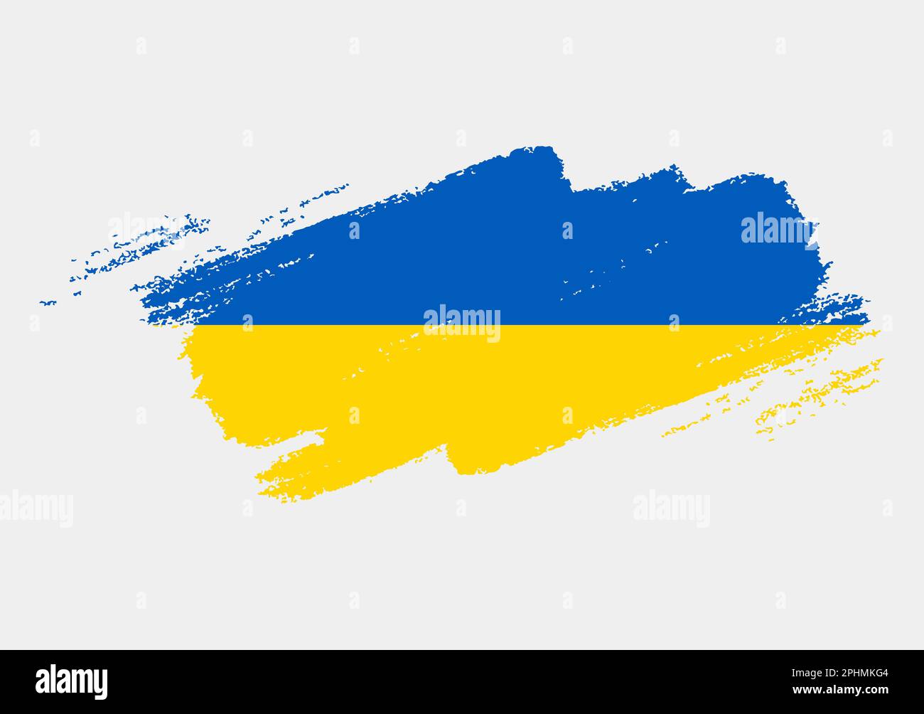 Bandiera artistica del pennello grunge dell'Ucraina isolato su sfondo bianco. Elegante texture della bandiera nazionale Illustrazione Vettoriale