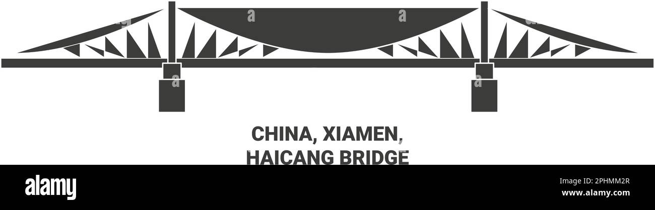 Cina, Xiamen, Haicang Bridge viaggio punto di riferimento vettore illustrazione Illustrazione Vettoriale