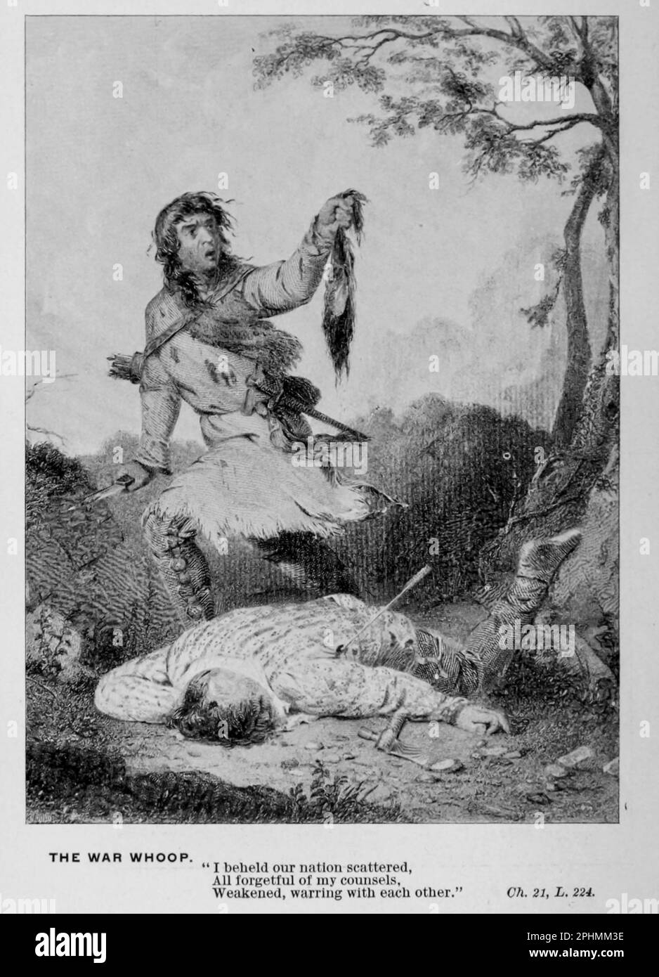 The War Whoop dal libro ' The Song of Hiawatha ' di Longfellow, Henry Wadsworth, 1807-1882 Data di pubblicazione 1898 Editore Chicago, S. C. Andrews Foto Stock