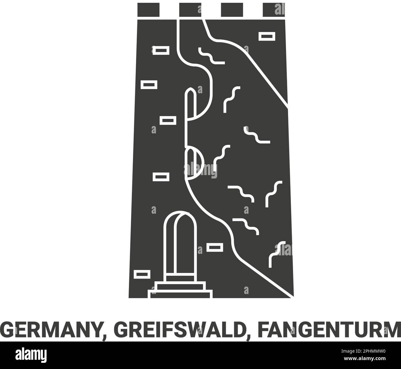 Germania, Greifswald, Fangenturm viaggio riferimento vettoriale illustrazione Illustrazione Vettoriale