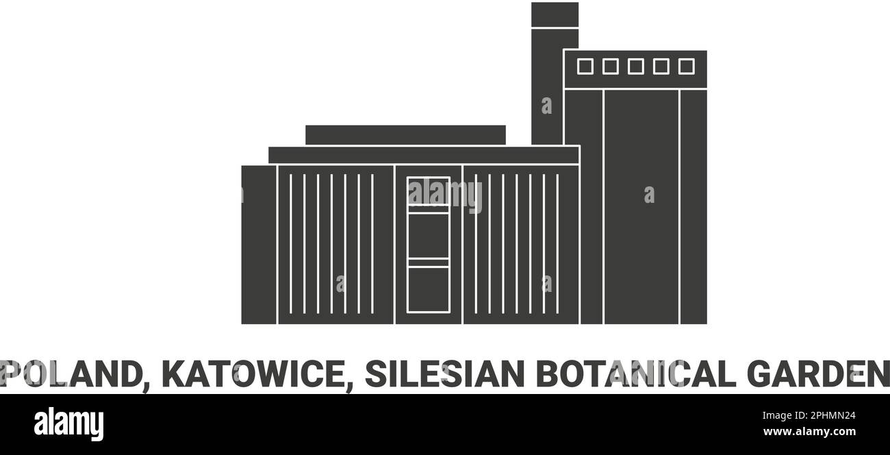 Polonia, Katowice, Giardino Botanico Silesiano, viaggio punto di riferimento vettore illustrazione Illustrazione Vettoriale