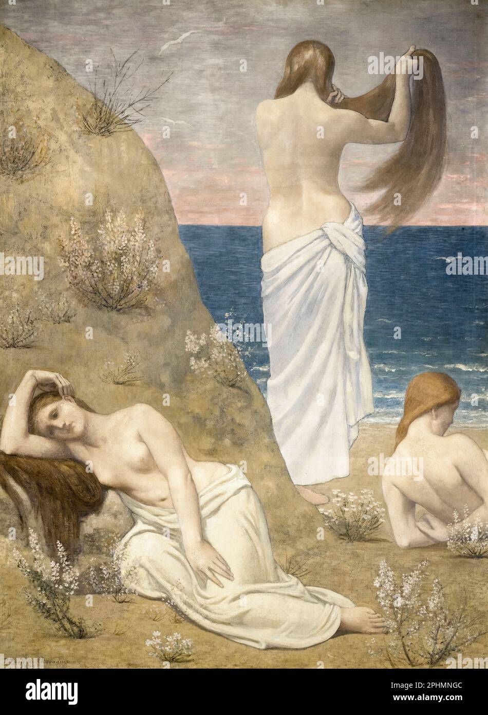 Pierre Puvis de Chavannes, giovani ragazze del Mare, pittura in olio su tela, 1879 Foto Stock