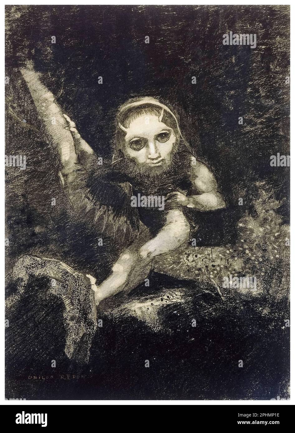 Odilon Redon, Caliban, disegno charloal, 1881 Foto Stock