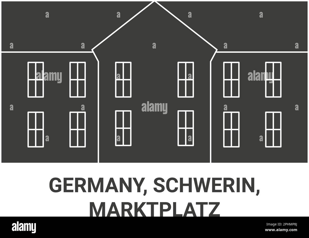 Germania, Schwerin, Marktplatz viaggio punto di riferimento vettoriale illustrazione Illustrazione Vettoriale