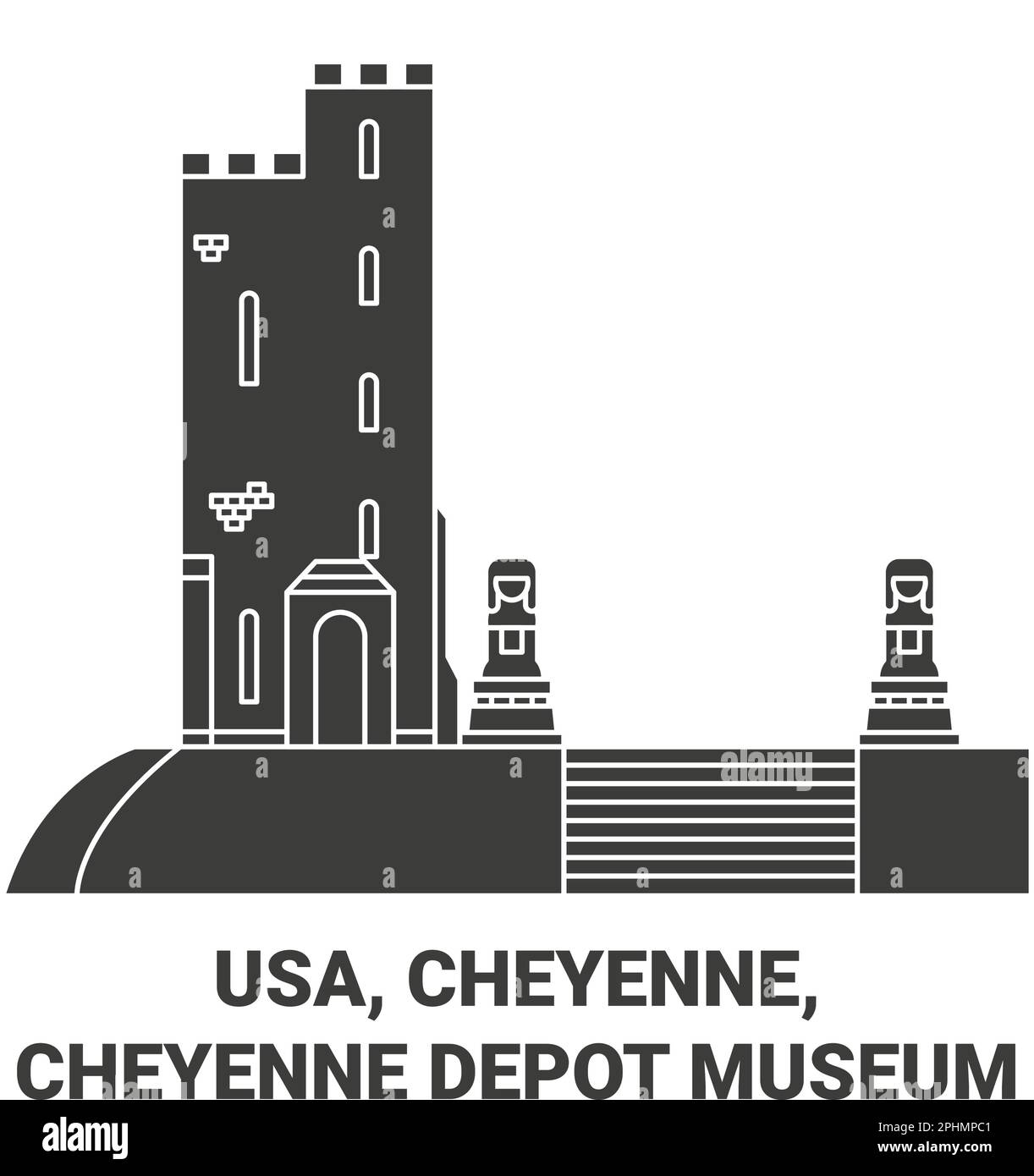 USA, Cheyenne, Cheyenne Depot Museum viaggio punto di riferimento vettoriale illustrazione Illustrazione Vettoriale