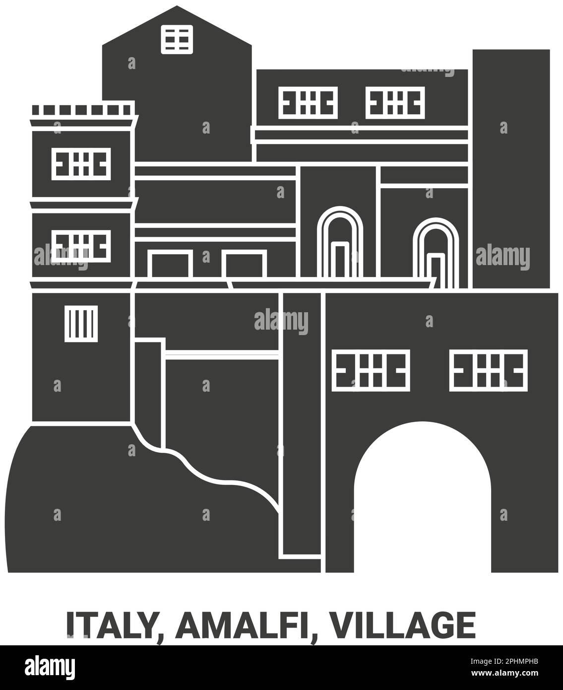 Italia, Amalfi, Viaggi Landsmark viaggio punto di riferimento vettoriale illustrazione Illustrazione Vettoriale