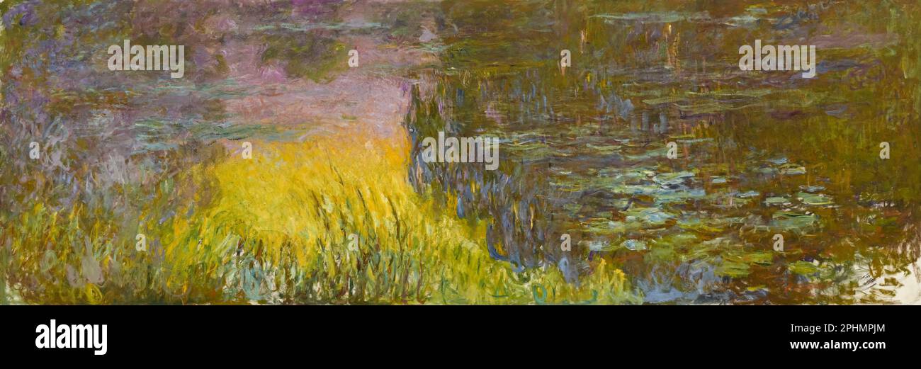 Claude Monet, le ninfee dell'acqua: Tramonto sole, pittura, 1915-1926 Foto Stock