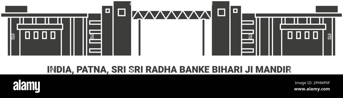India, Patna, Sri Sri Radha Banke Bihari Ji Mandir viaggio punto di riferimento illustrazione vettore Illustrazione Vettoriale
