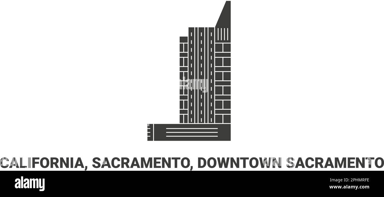 Stati Uniti, California, Sacramento, centro di Sacramento, illustrazione vettore punto di riferimento del viaggio Illustrazione Vettoriale