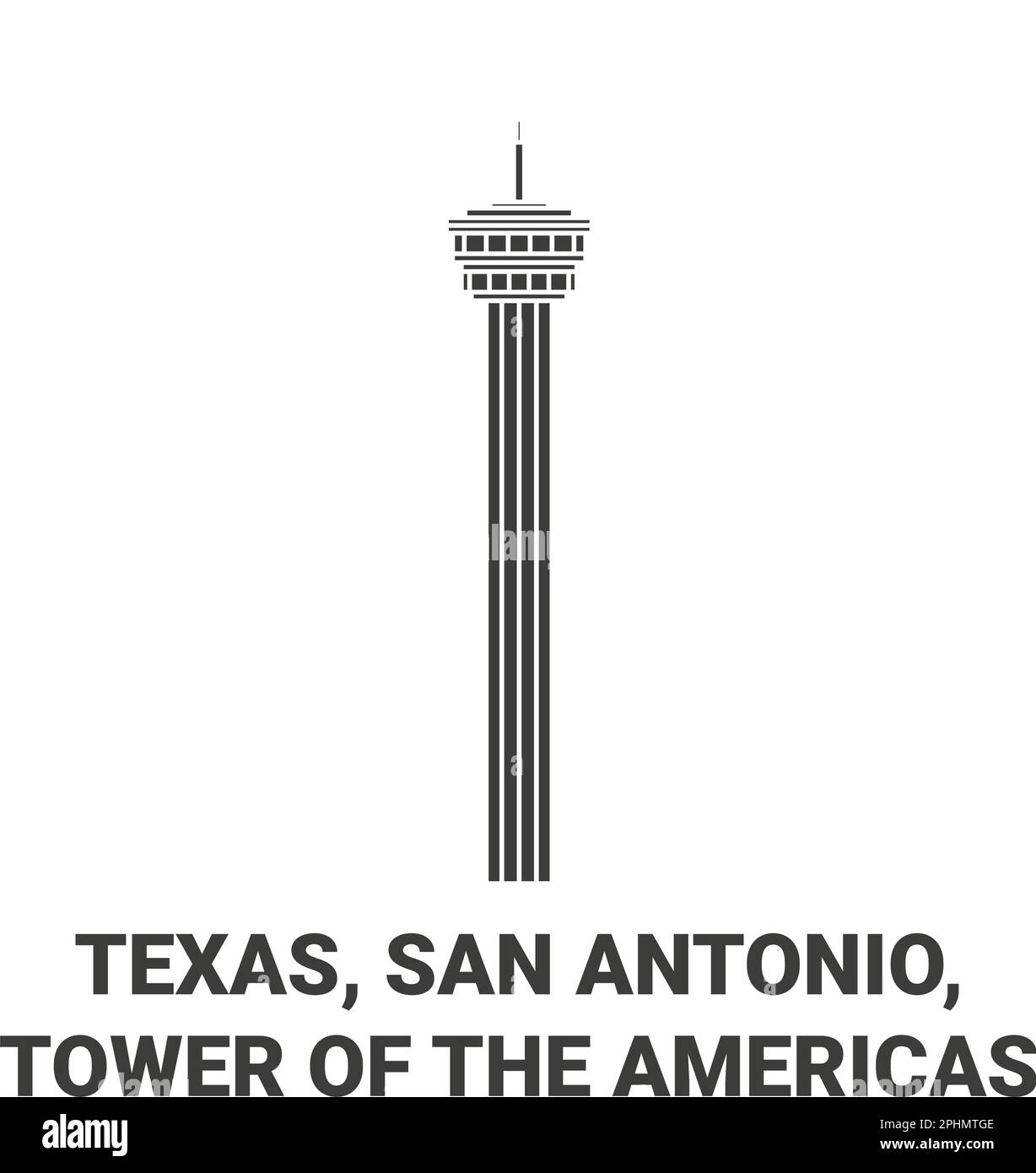 Stati Uniti, Texas, San Antonio, Tower of the Americas viaggio punto di riferimento vettoriale illustrazione Illustrazione Vettoriale