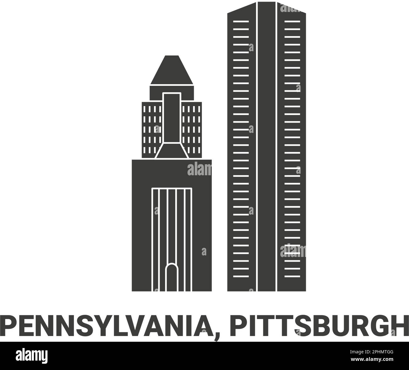Stati Uniti, Pennsylvania, Pittsburgh viaggio punto di riferimento vettore illustrazione Illustrazione Vettoriale
