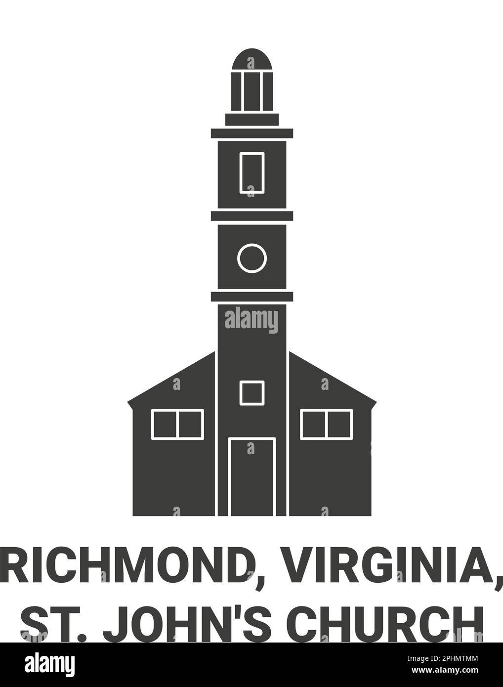 Stati Uniti, Richmond, Virginia, St John's Church viaggio punto di riferimento vettoriale illustrazione Illustrazione Vettoriale
