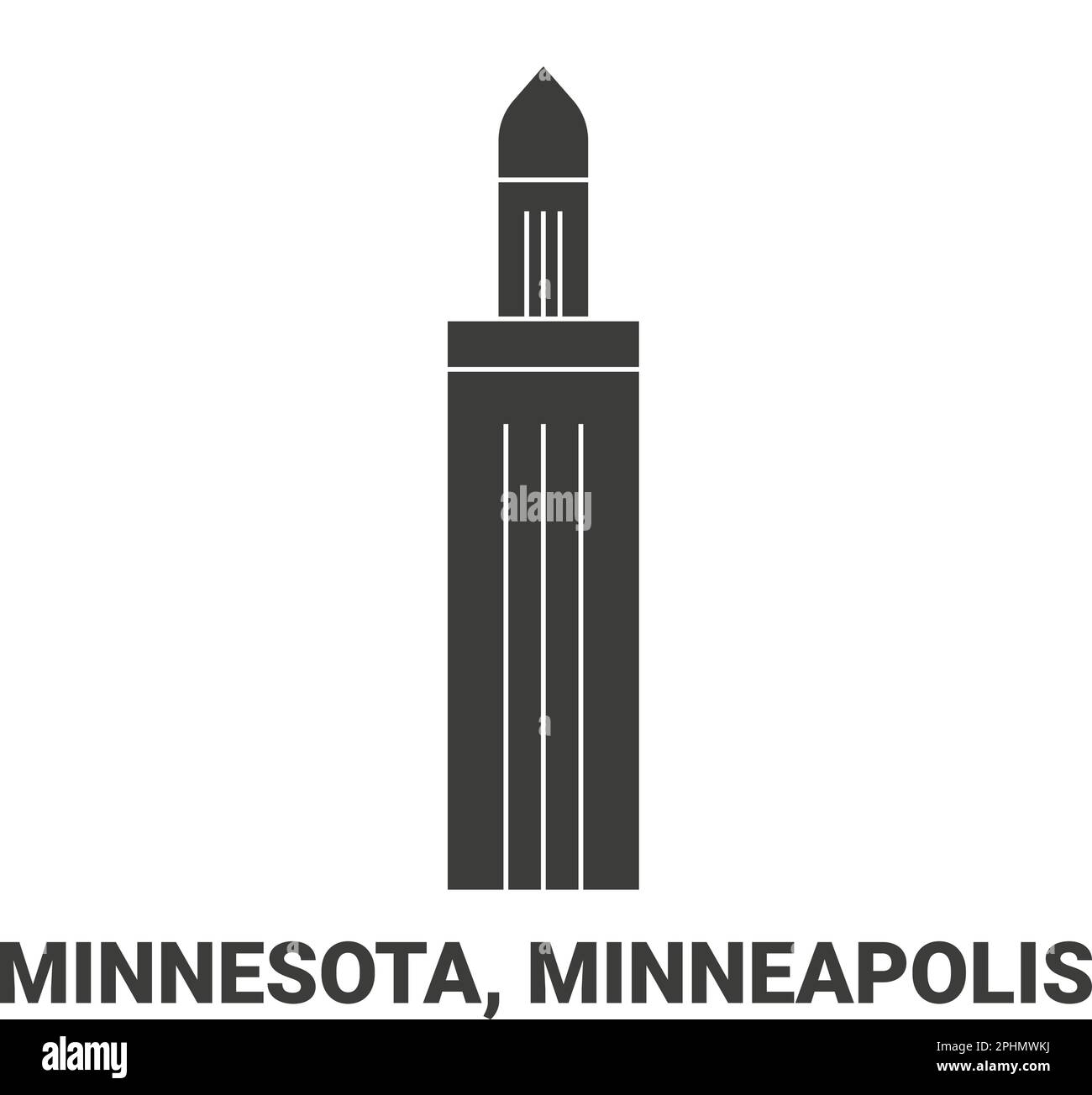 Stati Uniti, Minnesota, Minneapolis viaggio punto di riferimento vettore illustrazione Illustrazione Vettoriale