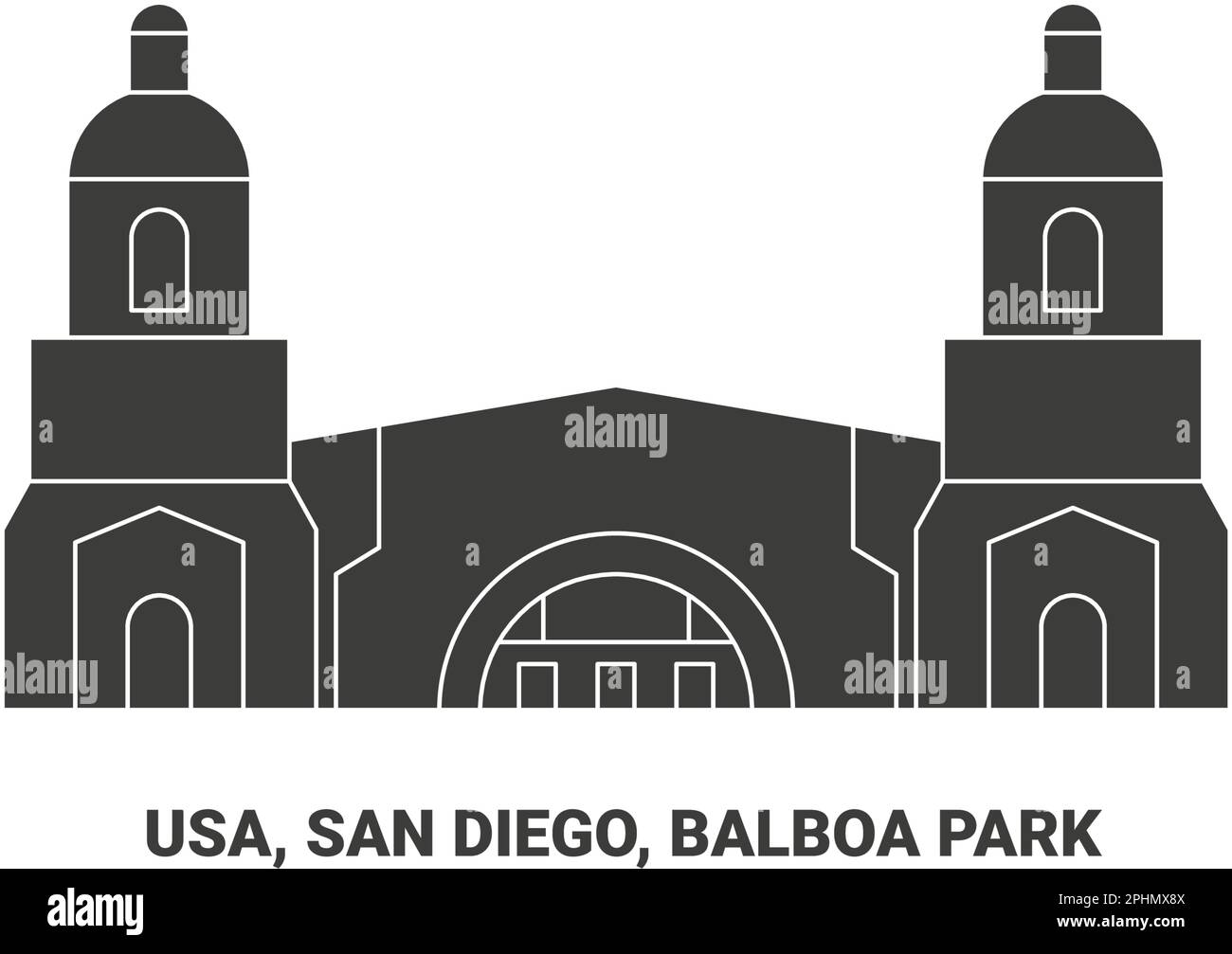 USA, San Diego, Balboa Park, viaggio punto di riferimento vettoriale illustrazione Illustrazione Vettoriale