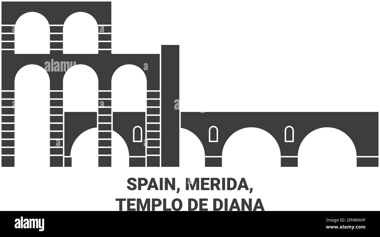 Spagna, Merida, Templo De Diana viaggio punto di riferimento vettore illustrazione Illustrazione Vettoriale