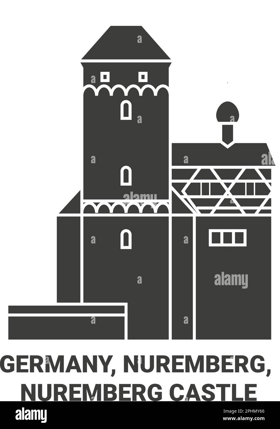Germania, Norimberga, Castello di Norimberga viaggio simbolo vettore illustrazione Illustrazione Vettoriale