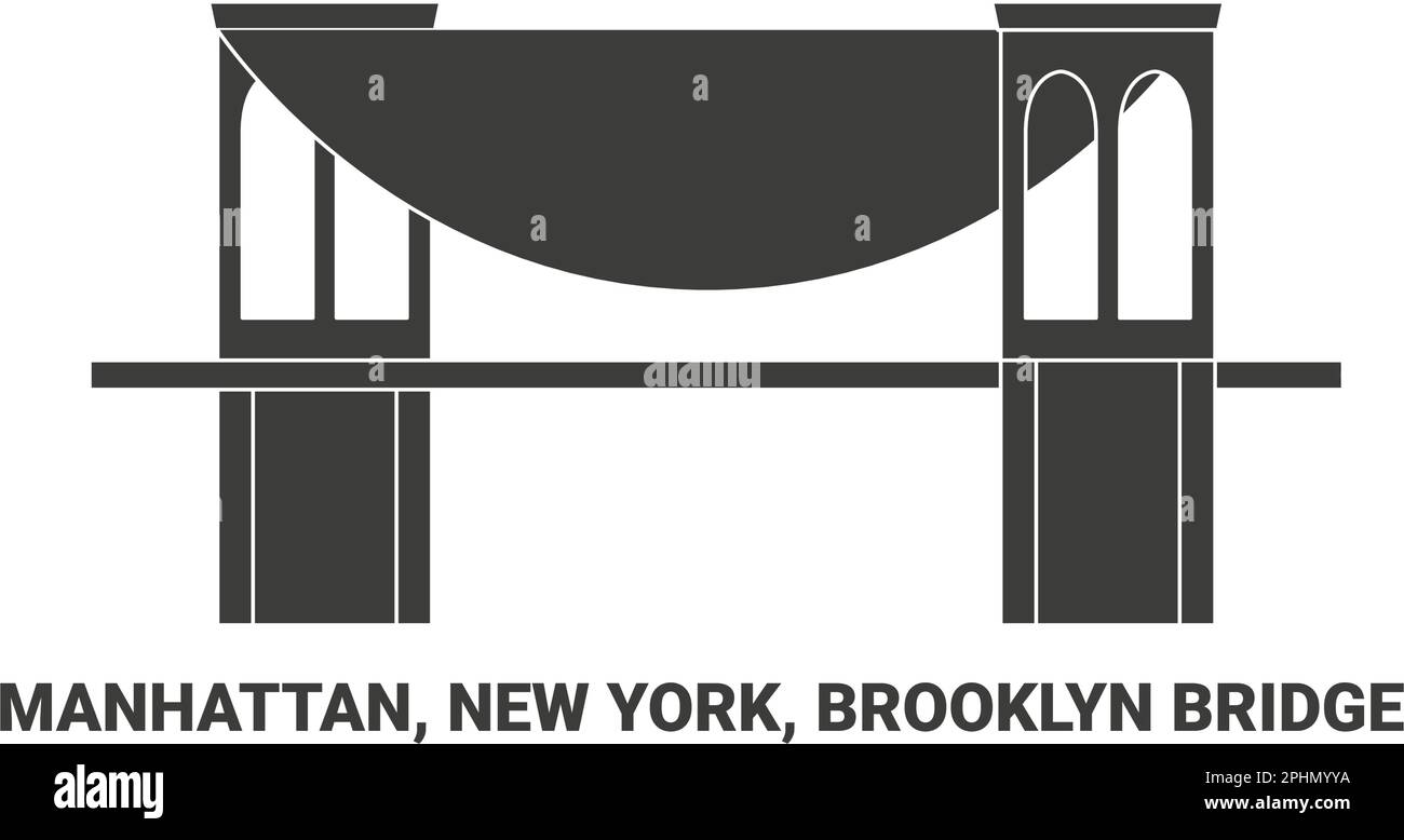 Stati Uniti, Manhattan, New York, Ponte di Brooklyn, viaggio punto di riferimento vettoriale illustrazione Illustrazione Vettoriale