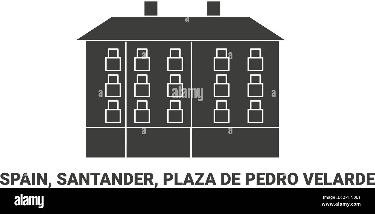 Spagna, Santander, Plaza De Pedro Velarde, viaggio punto di riferimento vettore illustrazione Illustrazione Vettoriale